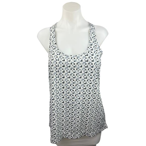 Gap Fit Gray White Geometric Racerback Scoop Neck Athletic Tank Top Size M - Picture 1 of 4